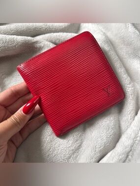Louis Vuitton Red Epi Leather Bi-Fold Wallet